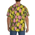thumbnail image 5 of Xecao offers the Tulips Flowers for Men's Casual Short-sleeved Shirt, a button-up collared shirt with a pocket, perfect for beach vacations and yacht travel in the XX-Large size., 5 of 7