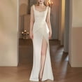 thumbnail image 3 of UPPADA Robe Sirène à une Épaule pour Femme Sans Manches Couleur Unie Robe Décontractée Robe de Cocktail Robe de Soirée Ourlet Haut-Bas Robe de Fête Robe de Mariage Bal Promo Robe Formelle Aubaines 2024 Vêtements Femme, 3 of 5