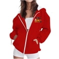 thumbnail image 2 of Mifsaly Womens Oversized Halloween Hoodie Spooky Graphic Zip Up Hooded Sweatshirt Casual Fall Long Sleeve Jacket for Party Everyday Novelty Red,XL, 2 of 8