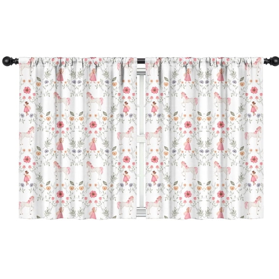 Blackout Kids Curtains,Floral Princess Unicorn Pattern Childrens Insulated Curtains Set Of 2,Bedroom Essentials,Toddler Room Decor 42"x54"