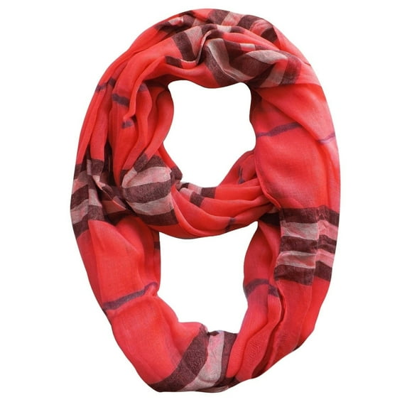 Peach Couture Trendy Striped Print Light and Soft Fashion Infinity Loop Scarf