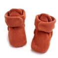 thumbnail image 4 of Otqutp Little Kid Solid Color Shoes Toddler Baby Shoes Socks Solid Color Patchwork Knitted Plush Baby Socks Shoes for 0 To 12Months(Orange,3-6Months), 4 of 4