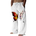 thumbnail image 1 of WEAIXIMIUNG Pantalon de Planche à Neige Homme Mode Décontractée Pantalon en Lin Imprimé avec Poches Pantalon à Lacets Pantalon Grande Taille, 1 of 7