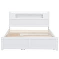 thumbnail image 4 of Queen Wood Platform Bed Mattress Foundation with LED, 2 Drawers and 1 Twin Size Trundle, Bed Frame Storage Bed w/ Wooden Slats for Boy Girl, No Box Spring Needed, 4 of 8