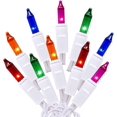thumbnail image 1 of HTOOQ 100 Lumières de Noël Multicolores avec Fil Blanc – Qualité Professionnelle pour une Utilisation Intérieure / Extérieure – Statique + Clignotant, Certifié UL. Rouge, Jaune, Bleu, Vert -, 1 of 8