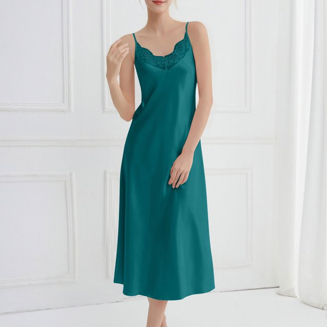 HongQid Nightgown for Women Loose Sleepwear Pajama Dress Soft Nightshirt Sleeveless Nightdress Chemise