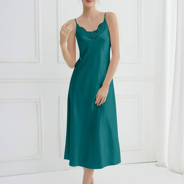 Camisolas largas para mujer, ropa de casa, camisola informal, cuello en V, camisón largo, pijamas para mujer