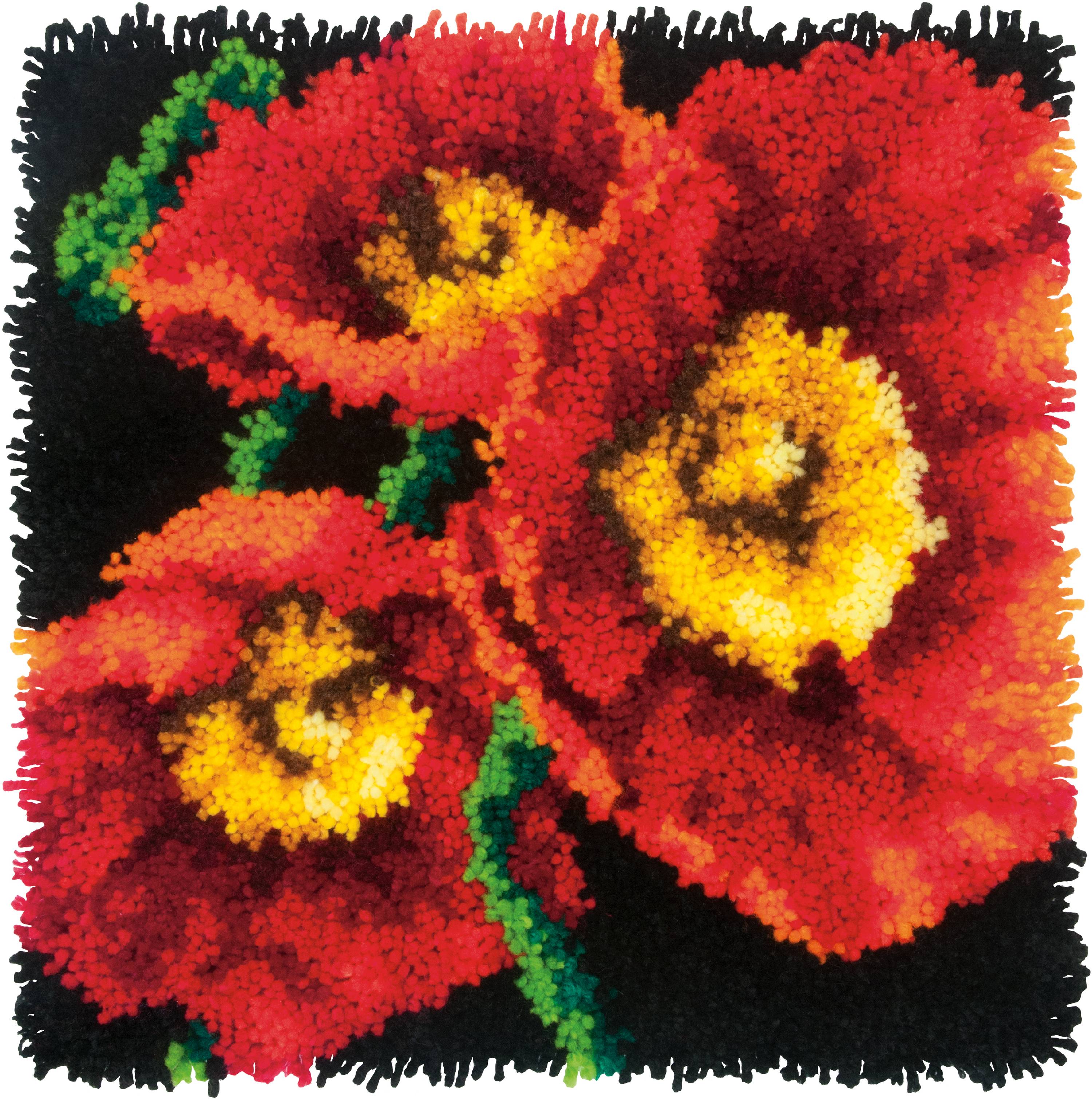 Dimensions Latch Hook Kit 16"X16"Red Poppy