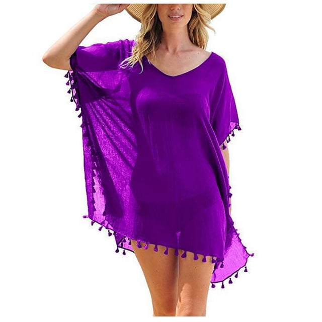 Argulvti Bikini de Plage pour Femmes, Tenue de Plage Couvre-Maillot à Franges, Robe d'Été pour Dames