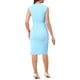 thumbnail image 3 of Vestido de tubo sin mangas de cuello en V para mujeres Inspire Chic, vestido lápiz con cinturón para el trabajo, azul claro XL, 3 of 6