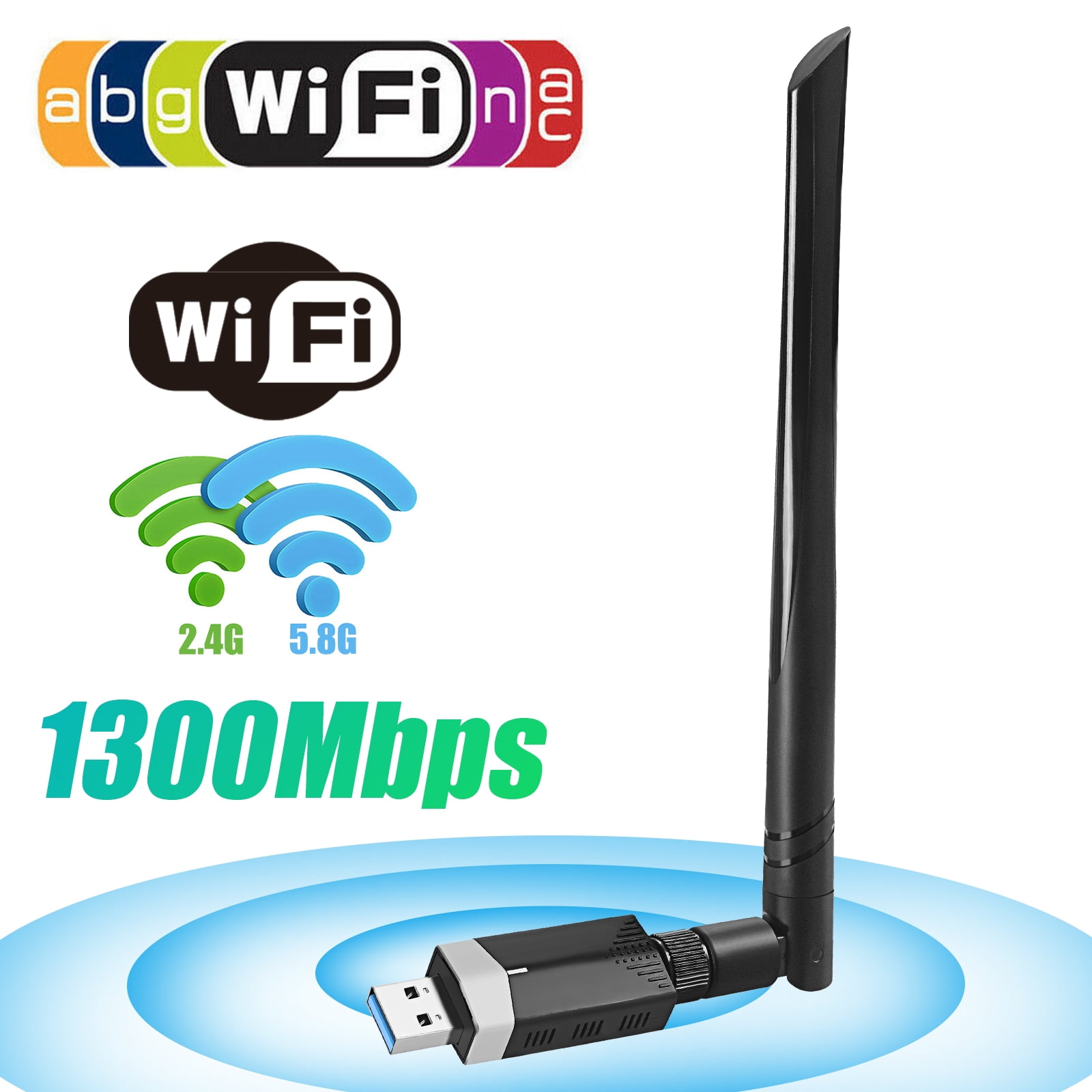 Dual Band Wireless USB 3.0 Wifi Adapter Dongle w/Antennas 1200Mbps 5/2.4GHz US 