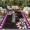 thumbnail image 3 of Fsddascl Daisy Floral Outdoor Rug for Patio/Deck/Porch, Non-Slip Large Area Rug 6 x 9 Ft, Vintage Wood Grain Red Blue Plaid Indoor Outdoor Rugs Washable Area Rugs, Reversible Camping Rug Carpet, 3 of 5