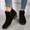 thumbnail image 6 of Black Ladies Suede Short Boots With Block Heel Comfortable Elevated Design For Outdoor Fall Winter Use, 6 of 9