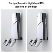Wall Mount Bracket Vertical Stand with 2 Controller Mounts Display Stand Base for PS5 Slim Digital Edition and Disc Edition