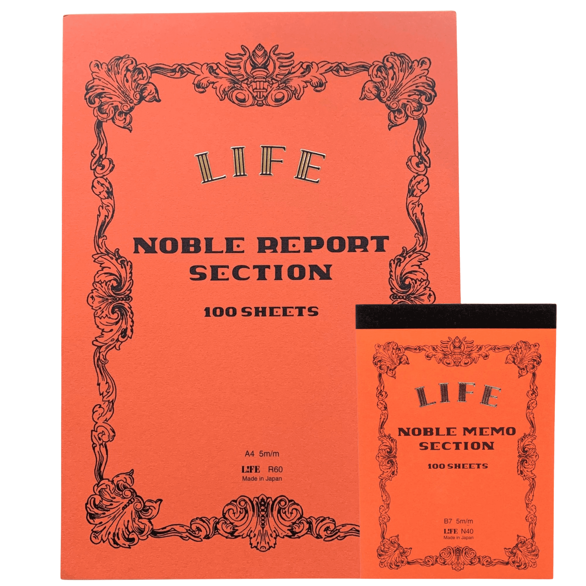 Life Noble Section Notepad [Bound On Top]: 8 in. x 12 in. (Orange Cover, Gridded Pages)