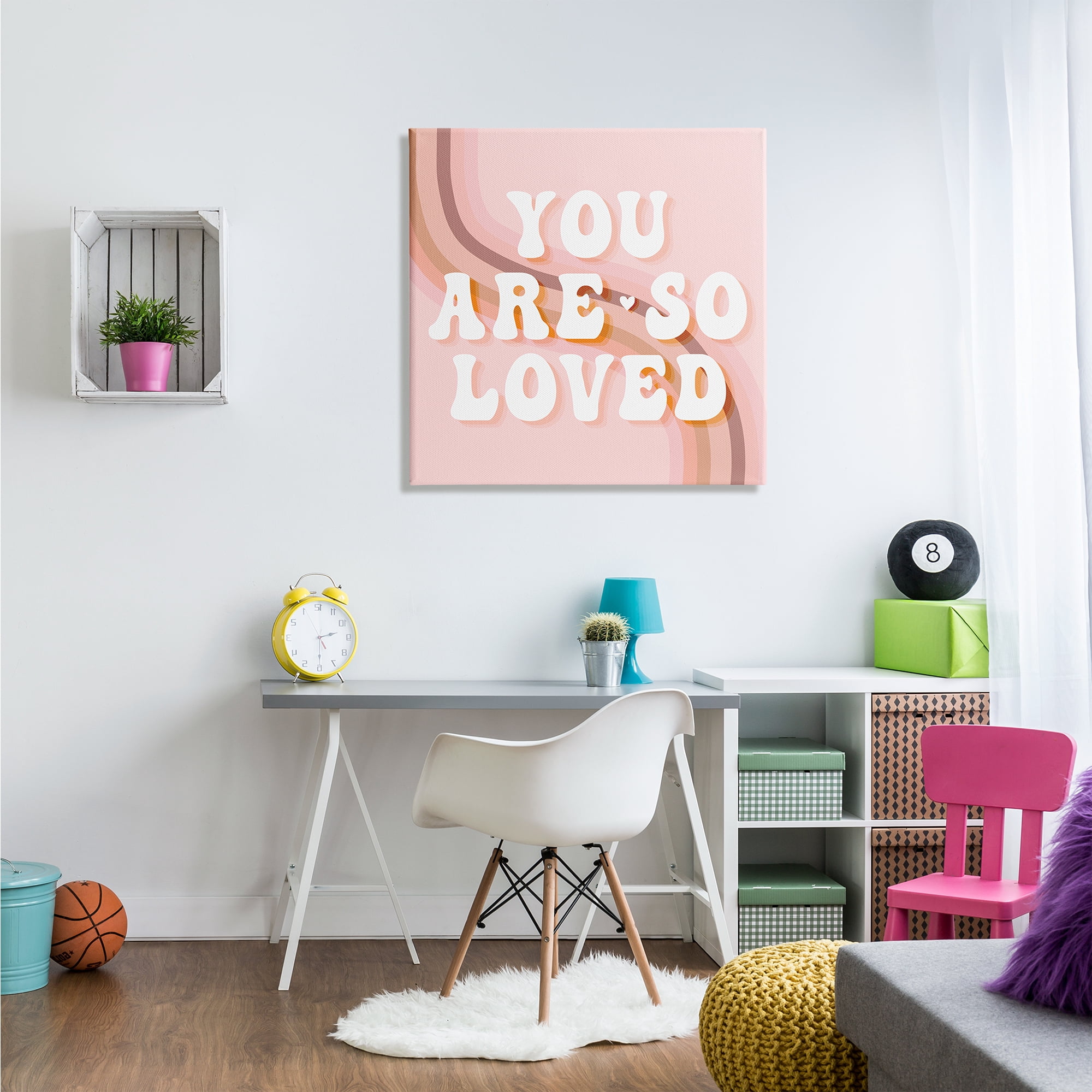 Stupell Industries You Are So Loved Phrase Retro Curved Rainbow, 30 x 30, Design by Daphne Polselli