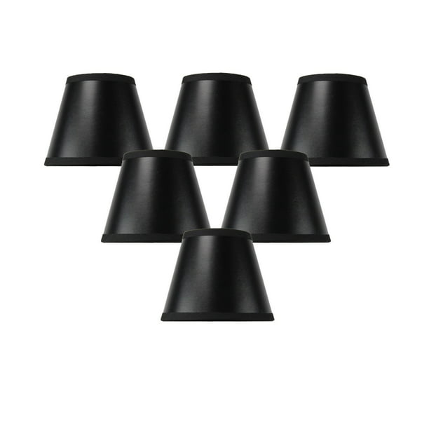 Set Of 6 Black Parchment Gold Lined, Black Chandelier With White Lamp Shades