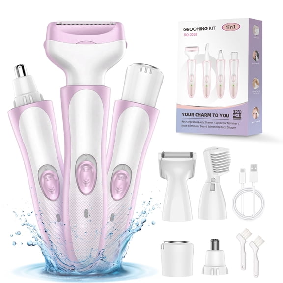 Smyeviva 5 in 1 Electric Razor for Women Electric Bikini Trimmer Rechargeable Cordless Painless Shaver for Women