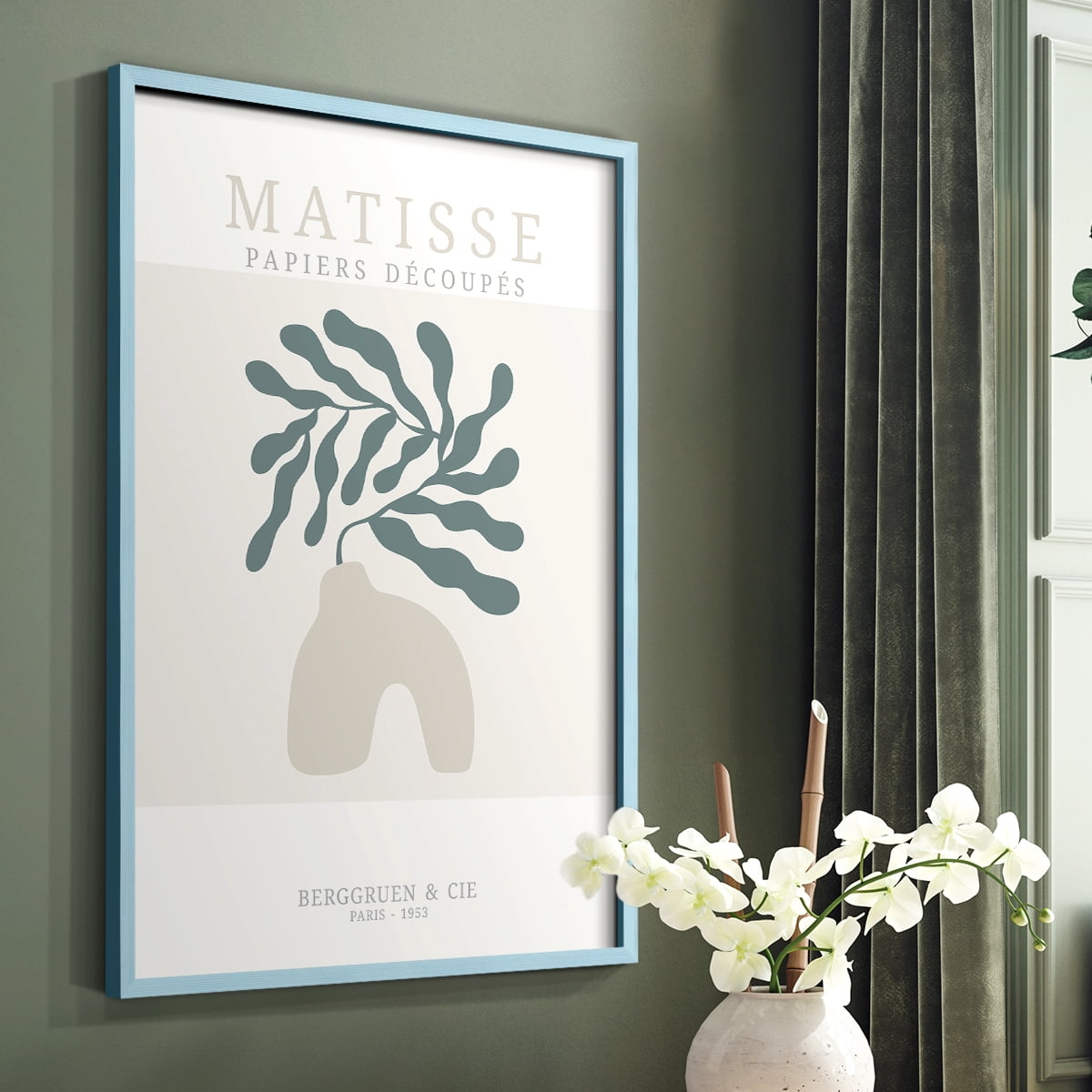 Matisse CDXXXVI in Blue Solid Wood Framed Print No Nail Hanging