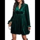 thumbnail image 1 of Vestido Elegante Retro Corto Holgado con Escote en V y Larga de Terciopelo de Color Liso para Mujer, Ropa de Moda para Otoño e Invierno. Verde Oscuro S, 1 of 9