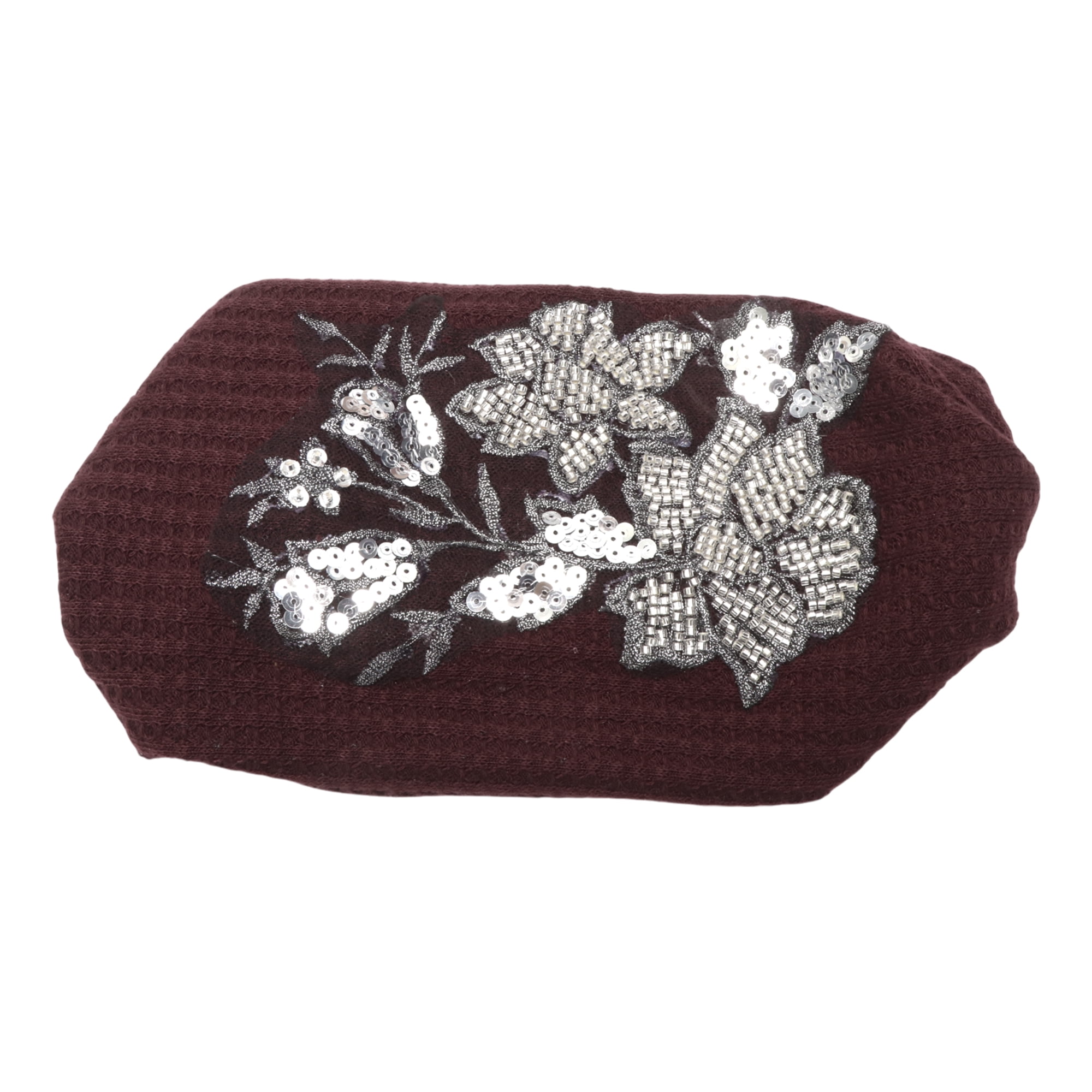 Unique Bargains Rose Wide Headband 1 Pc Dark Red Silver Tone