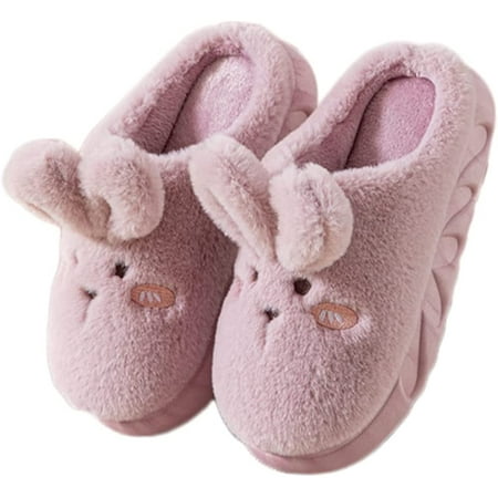 

DanceeMangoo Women Cozy Memory Foam Slippers Cute Rabbit Ear Warm Fuzzy House Shoes Anti-Skid Thick Sole Indoor Outdoor