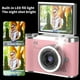 thumbnail image 5 of Cámara de selfies con pantalla giratoria de 2.4 pulgadas, enfoque automático, alta definición 1080P, cámara de belleza para selfies, cámara digital de estudiantes con pantalla giratoria - rosa, 5 of 8