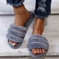 thumbnail image 2 of Anuirheih Plush Slippers Women, Open Toe Casual Sandals Slip On Shoes Soft Home Sandals Indoor Outdoor(Gray), 2 of 9