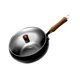 thumbnail image 1 of Wok antiadherente para cocinar chino con tapa de vidrio y mango de madera, fondo plano 24 centímetros, 1 of 9