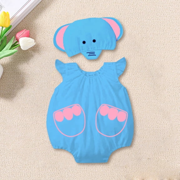 EnJoCho Unisex Baby Animal Jumpsuit, 2-Piece Sleeveless Romper Jumpsuit with Hat for Halloween Party, Toddler Cos play Outfit, Comfortable Summer Clothes for Boys Girls