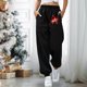 thumbnail image 4 of Pantalones de cintura elástica para mujer, pantalones de chándal estampados a la moda de invierno, pantalones de chándal cálidos para el hogar con bolsillos Fridja hfkajh100560, 4 of 7