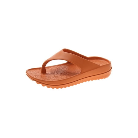 

UKAP Women Slippers Backless Shoes Slip On Slides Breathable Thong Flats Ladies Flat Heels Quick Dry Orange 4-5