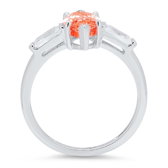 2 ct Marquise Cut Simulated Red Diamond Three-Stone Engagement Ring for Women in 18K White Gold