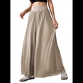 thumbnail image 1 of Pantalones Palazzo Holgados de Cintura Alta Elástica para Mujer, Informales, con Bolsillos, Holgados y Largos de Otoño Caqui XL, 1 of 9