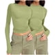 thumbnail image 1 of Fiudx Ofertas de La Semana Camiseta de Manga Larga de Color Sólido con Cuello Redondo Informal a La Moda para Mujer, 1 of 4