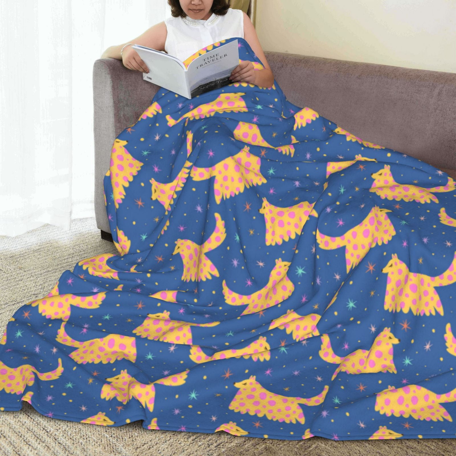 Rateoe dogs Print Fuzzy Fleece Throw Blanket Extra Large,Super Soft,Fluffy and Warm Blankets for Couch,Bed,All Season Use-
