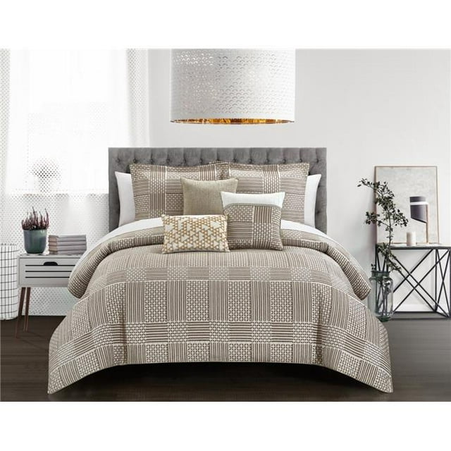 Chic Home BCS21205-US Ensemble Couette Jodee 6 Pièces & 44; Beige - Grand Size