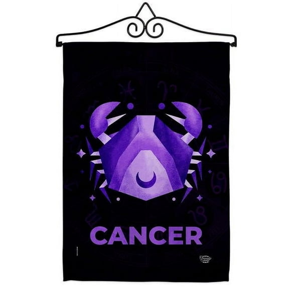 Ornament Collection GS190026-BO-02 13 x 18.5 in. Cancer Garden Flag Set for Interests Zodiac Double-Sided Decorative Vertical Flags & House Decoration Banner Yard Gift