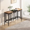 thumbnail image 3 of Kitchen Dining Table, Pub Table, Long Dining Table Set with 3 Stools, Natural+Black, 3 of 9
