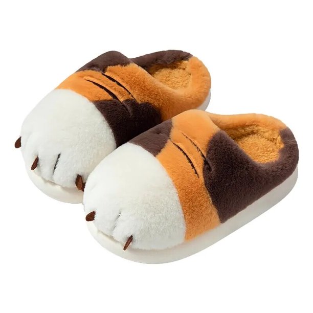 Feslishoet-Zapatillas de algodón con suela gruesa para mujer, zapatos con Garra de Tigre de espuma viscoelástica, para el hogar, Invierno