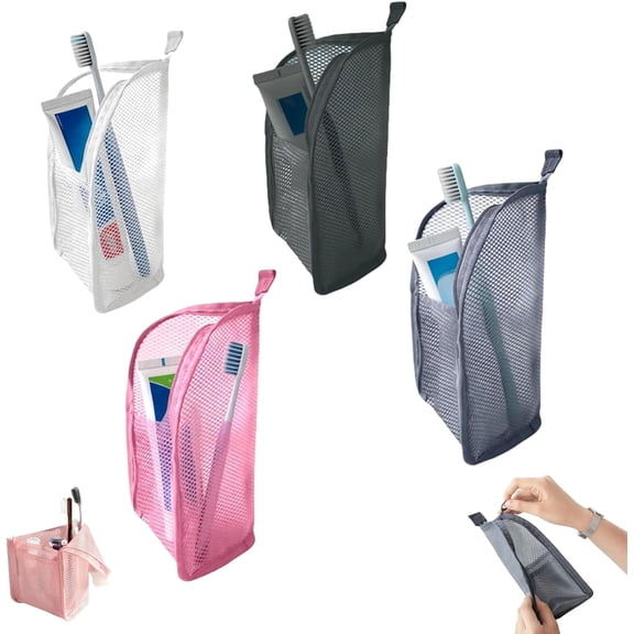 Standing Toiletry Bag – Portable Lightweight Travel Organizer, EVA Mesh Large Capacity Waterproof Cosmetic Bag for Toothbrush, Toothpaste & Toiletries