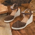 thumbnail image 5 of YLYL Women's Espadrilles Sandals Ankle Strap Buckle Closed Toe Platform Wedge Heel Summer Sandals, 5 of 9