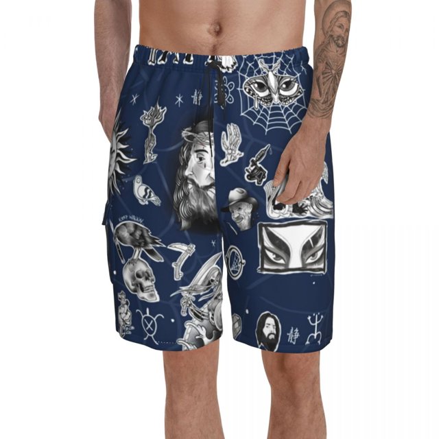 Tattoo Board Shorts Beach Swimming Trunks Polyester Pattern Men Swim Trunks