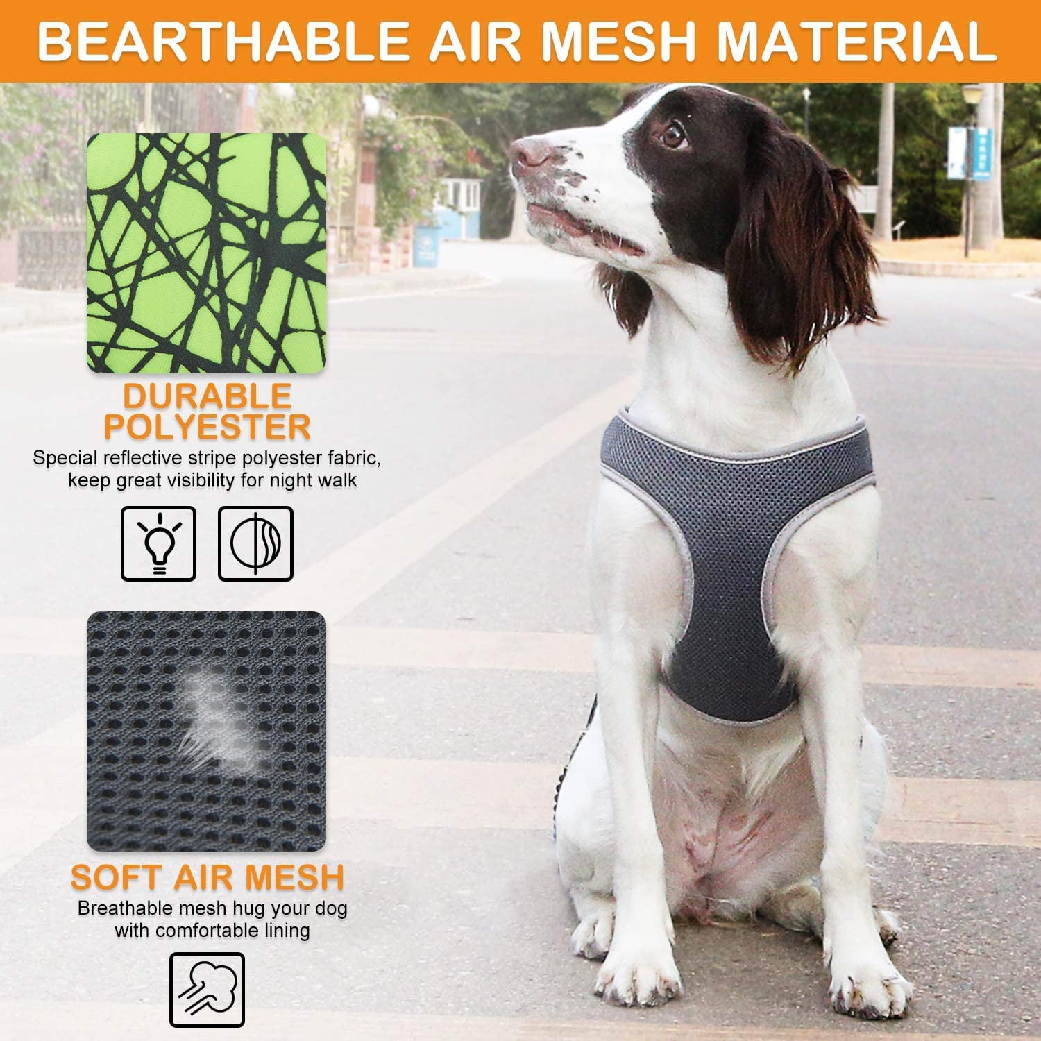 Bamaia Reflective Dog Vest Harness For Small Medium Dogs Breathable Mesh Vest Harness Easy Adjustable Step In Dog Harness Safety Vest For Pets Escape