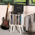 thumbnail image 4 of Record Player Stand, Modern Turntable Stand with 4 Cabinet Storage Cabinet for Living Room Bedroom, Album Display Shelf Turntable White, 4 of 8