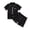 1-Black56, variant on Big Boy's Satin Stripe Sleepwear Outfits Short Sleeve Button-Up Shirt Shorts Nightwear Casual Lounge Outfits for Children