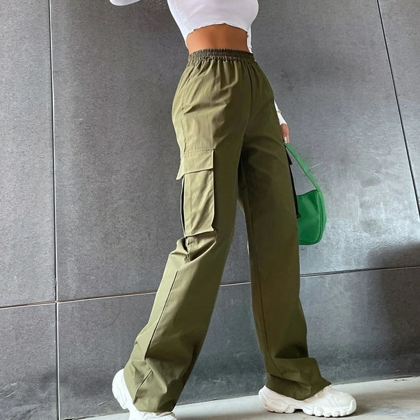 High Waist Pants Casual Solid Color Trousers Women Fishing Travel