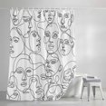 thumbnail image 3 of Shower Curtains for Bathroom, Abstract Style Waterproof Fabric Shower Curtain, Face Line Modern Character Art White Decorative Bathroom Curtain for Bathtub, 72"x84", No Hooks Included, 3 of 9