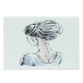 thumbnail image 1 of Abstract Woman Cutting Board, Back View with Hair in a Messy Bun, Decorative Tempered Glass Cutting and Serving Board, in 3 Sizes, by Ambesonne, 1 of 2