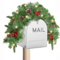 thumbnail image 5 of 35.43Inch Christmas Mailbox Swag Outdoor Decor with LED Lights - Artificial Garland with Wintry Red Berries, Pine Cones, Poinsettias & Greenery for Holiday Front Door House Party Xmas Decoration, 5 of 9